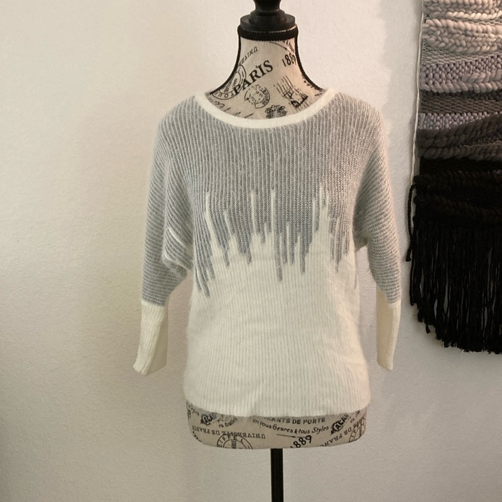 Jennifer Lopez Eyelash Sweater White and Silver Size XS